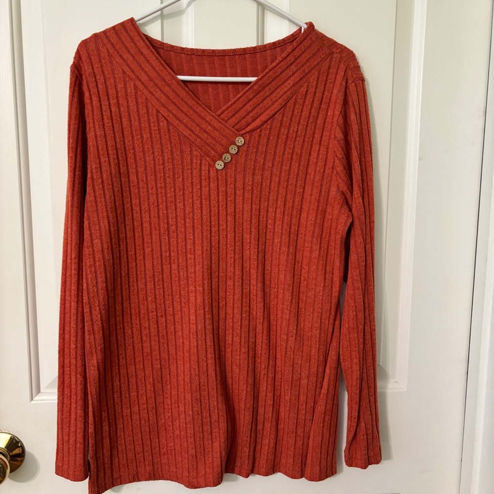 Vibrant Orange Ribbed Top